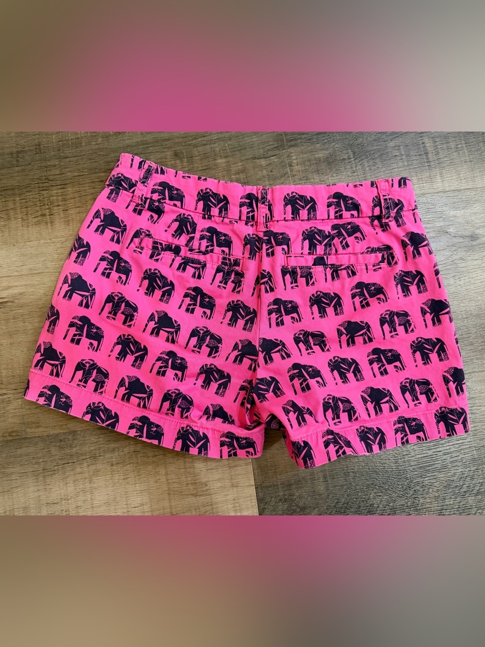 crown & ivy Pink Shorts Navy Elephants π Size 2P - Picture 8 of 12